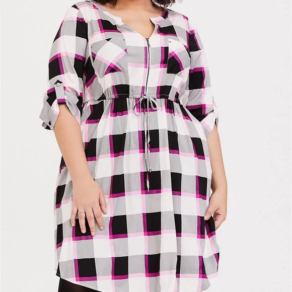 torrid | Dresses | Torrid Hot Pink Plaid Zip Dress Nwt Size X | Poshmark